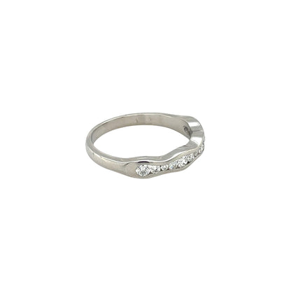 Platinum Wavy Diamond Half-Set Eternity Ring (P)