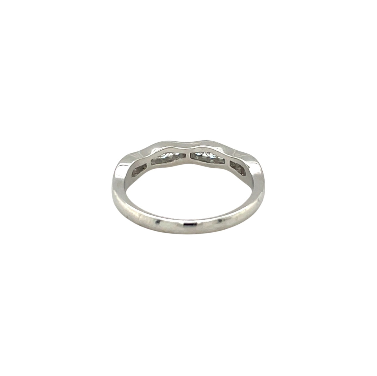 Platinum Wavy Diamond Half-Set Eternity Ring (P)