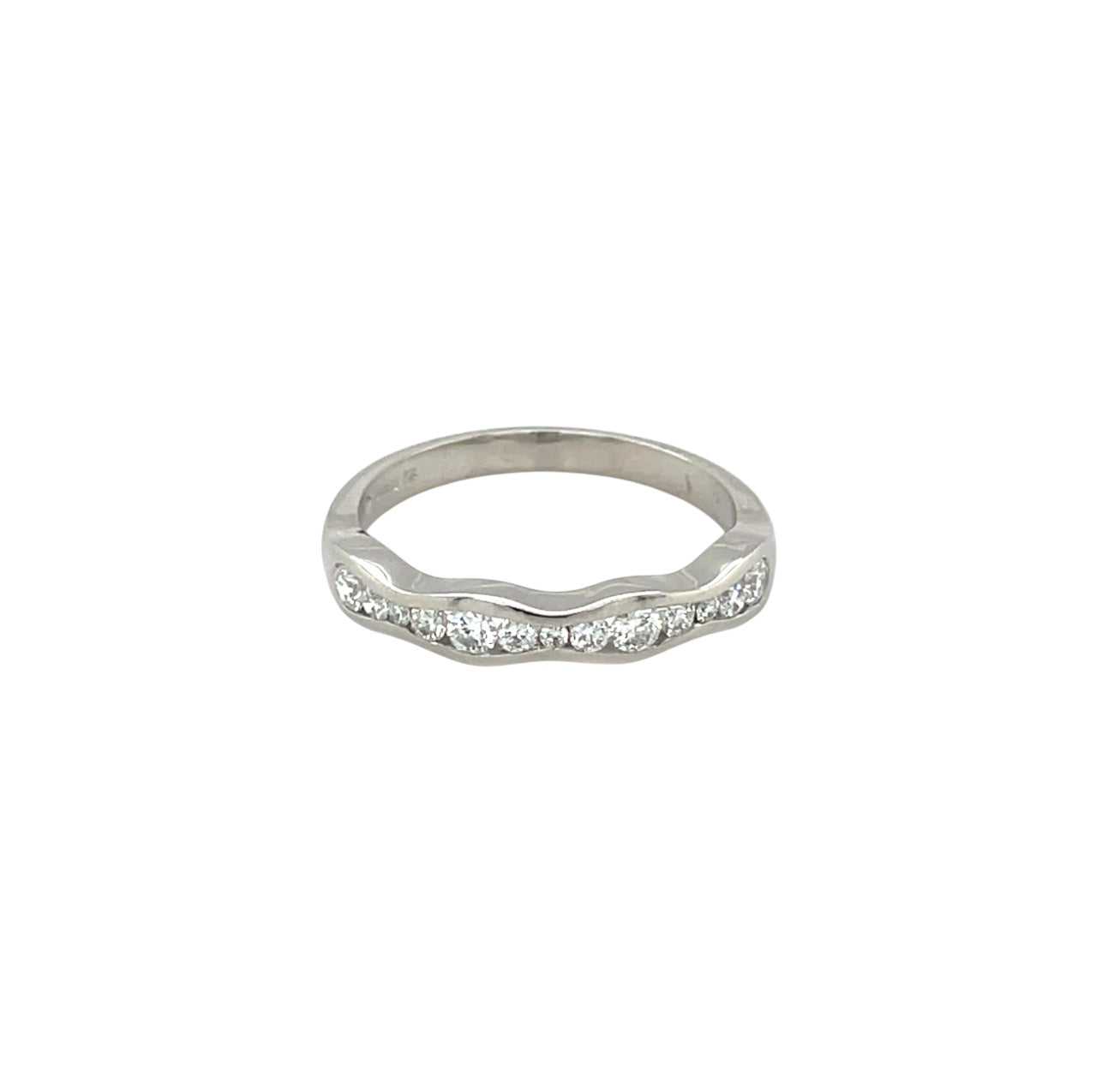 Platinum Wavy Diamond Half-Set Eternity Ring (P)