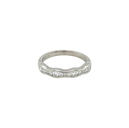 Platinum Wavy Diamond Half-Set Eternity Ring (P)