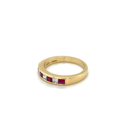 18ct Yellow Gold Ruby & Diamond Eternity Ring