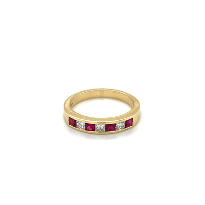 18ct Yellow Gold Ruby & Diamond Eternity Ring