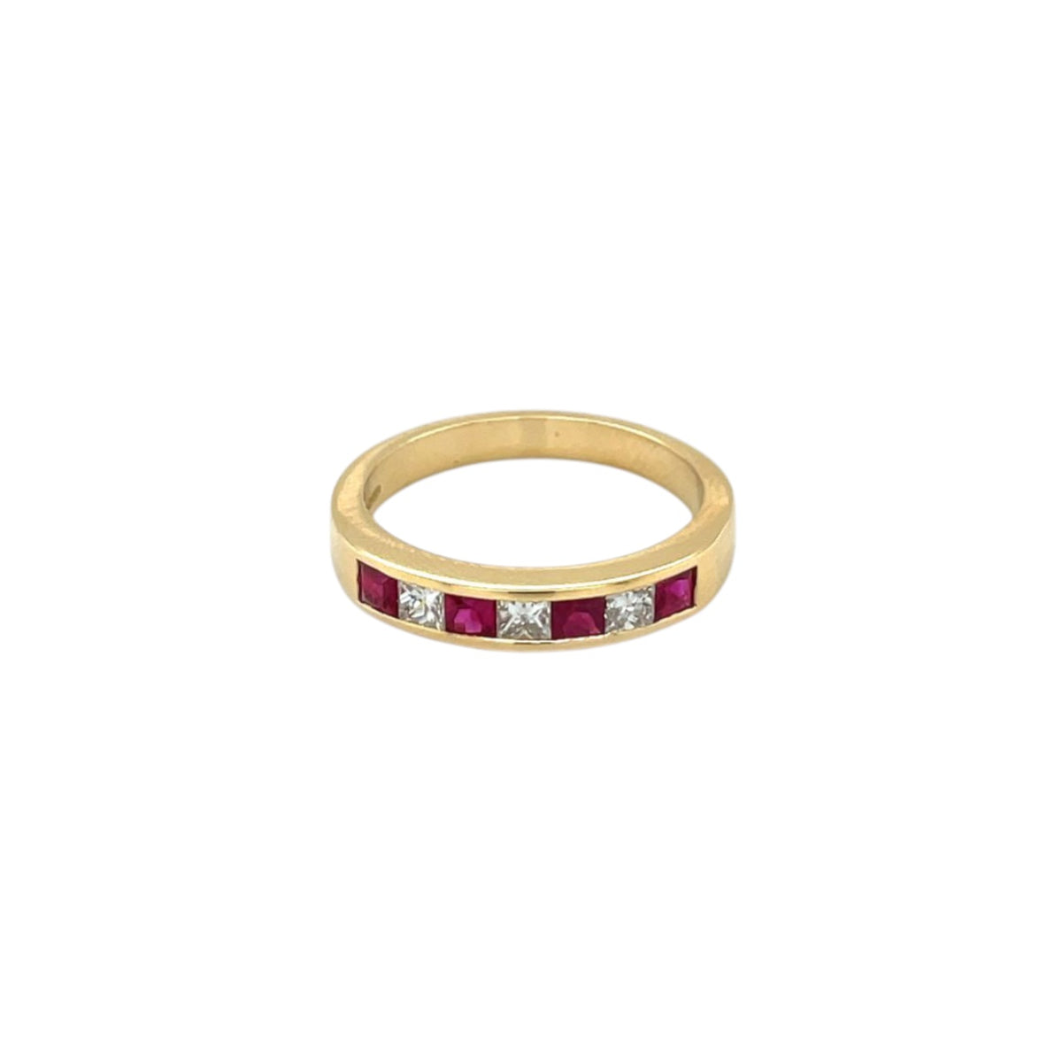 18ct Yellow Gold Ruby & Diamond Half-Set Eternity Ring (N)