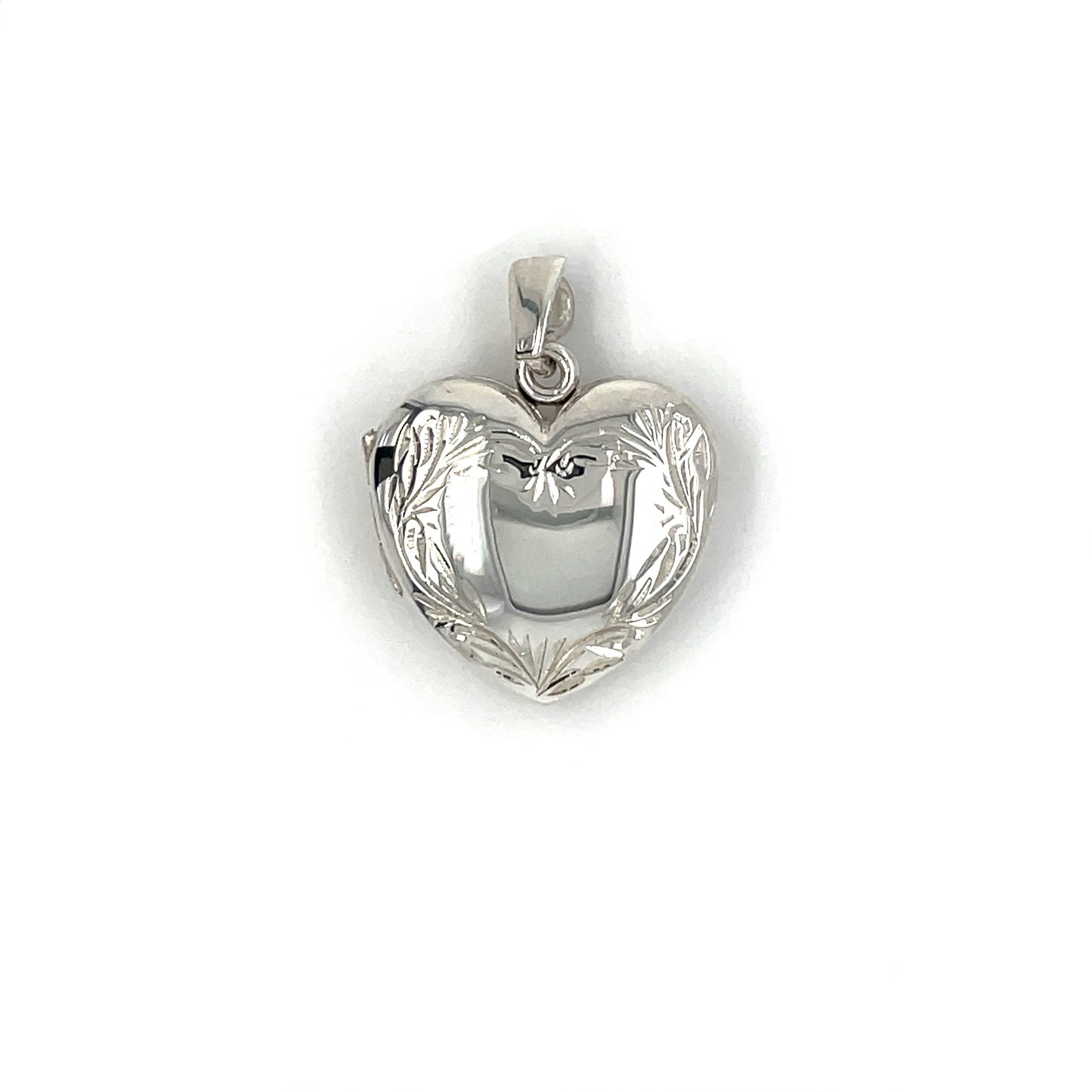 Silver Engraved Heart Locket Pendant
