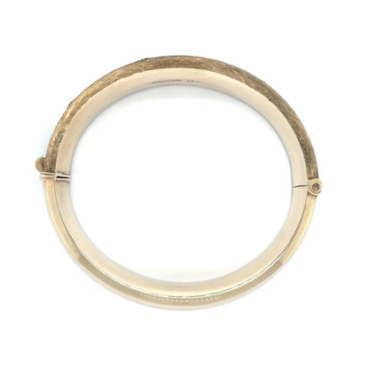 9ct Yellow Gold Diamond & Sapphire Hinged Bangle