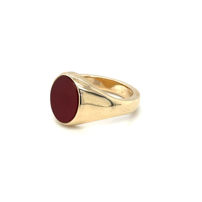 9ct Yellow Gold Oval Carnelian Signet Ring (14x11mm)