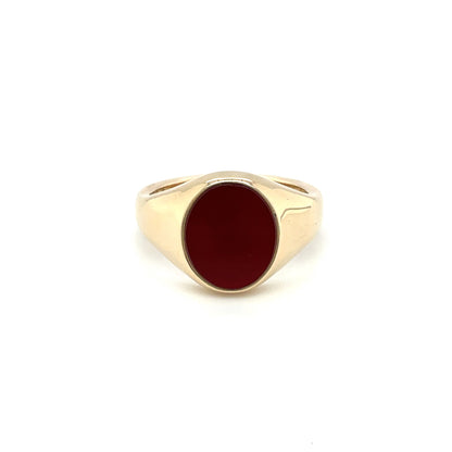 9ct Yellow Gold Oval Carnelian Signet Ring (14x11mm)