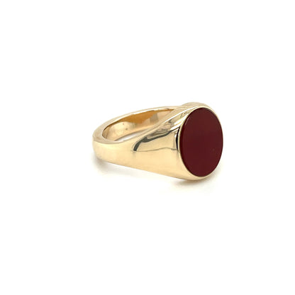 9ct Yellow Gold Oval Carnelian Signet Ring (14x11mm)