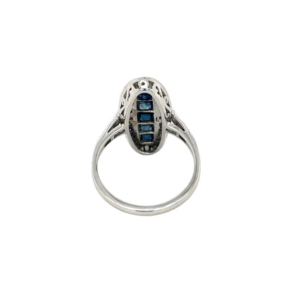 Platinum Sapphire & Diamond Plaque Ring (K)