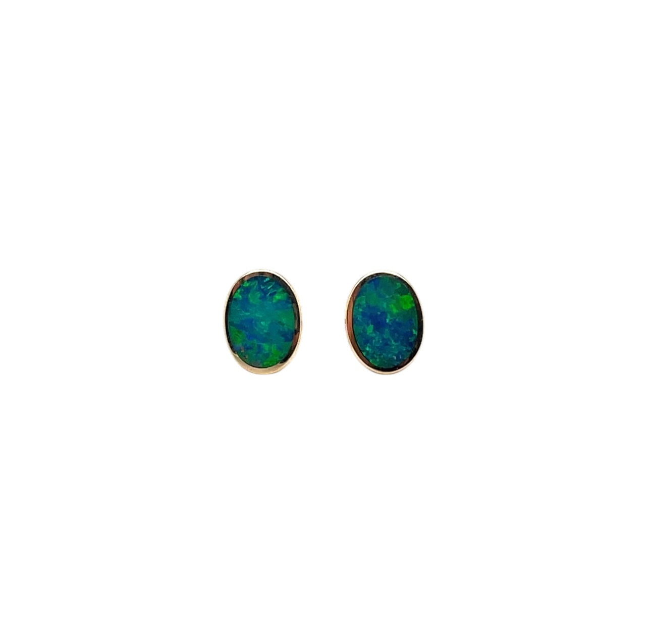 9ct Yellow Gold Oval Opal Doublet Stud Earrings