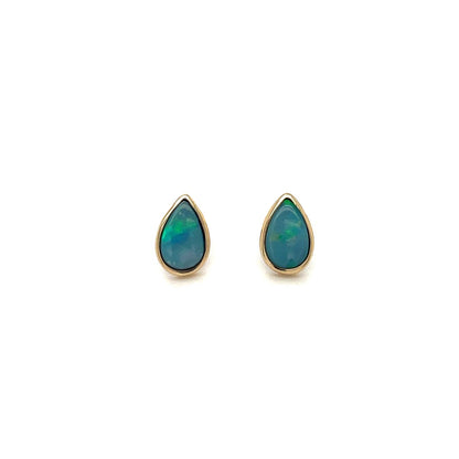 9ct Yellow Gold Opal Earrings