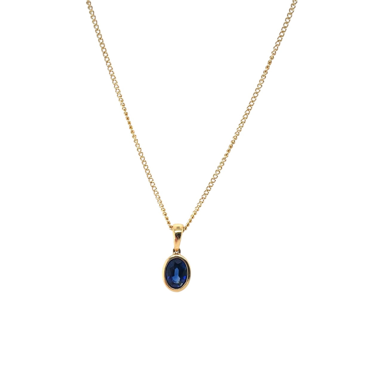 18ct Yellow Gold Oval Sapphire Pendant