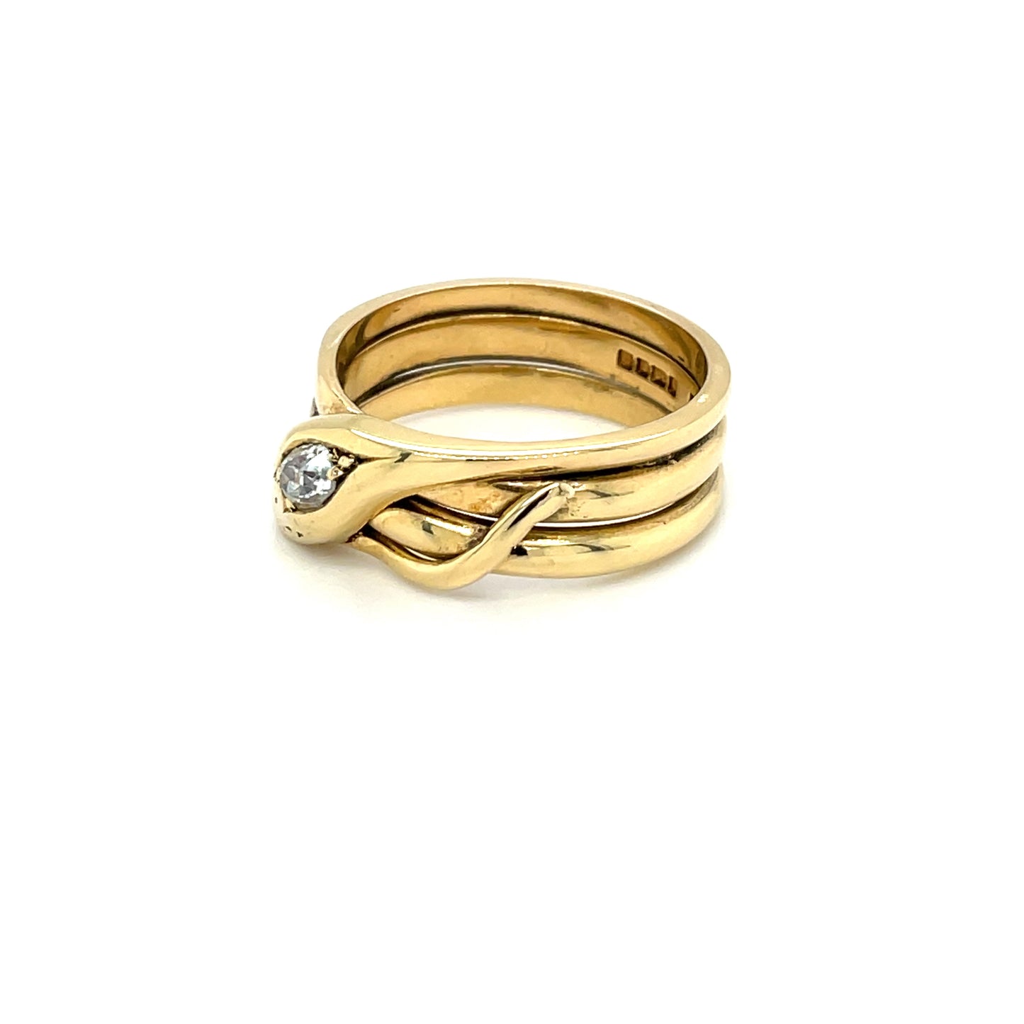 Antique 18ct Yellow Gold Diamond Snake Ring
