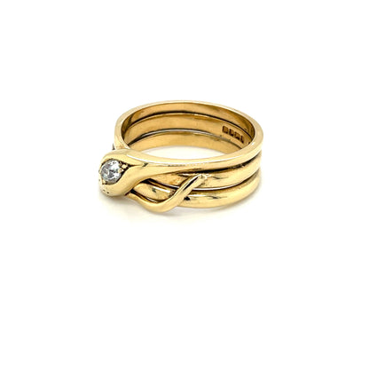 Antique 18ct Yellow Gold Diamond Snake Ring