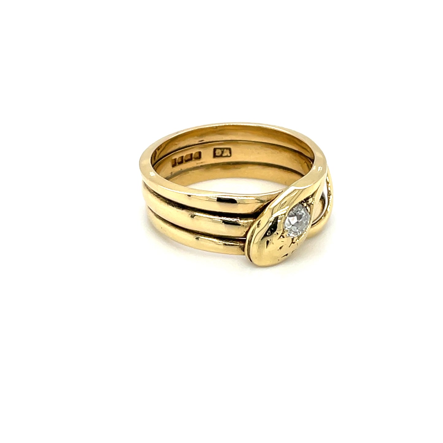 Antique 18ct Yellow Gold Diamond Snake Ring