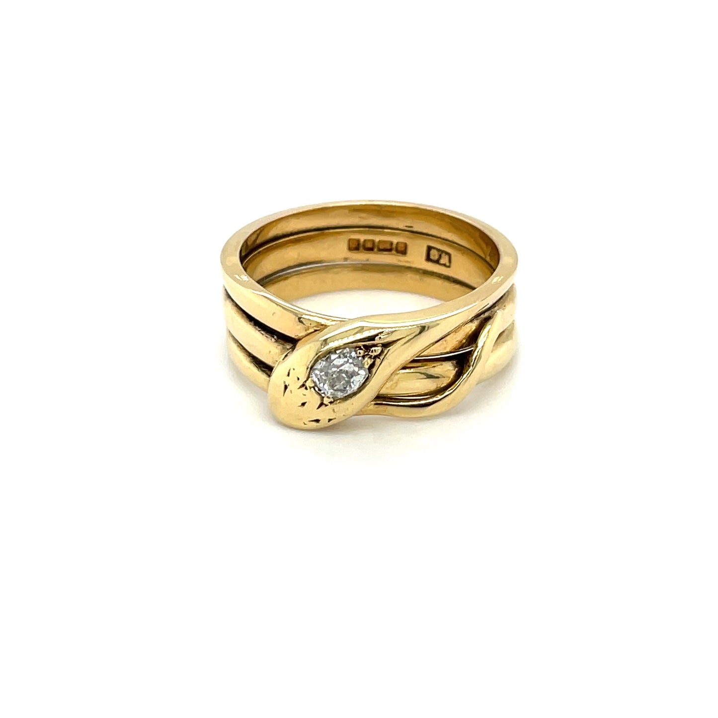 Antique 18ct Yellow Gold Diamond Snake Ring