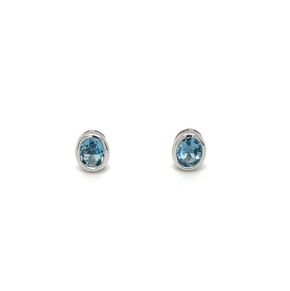 9ct White Gold Aquamarine Stud Earrings