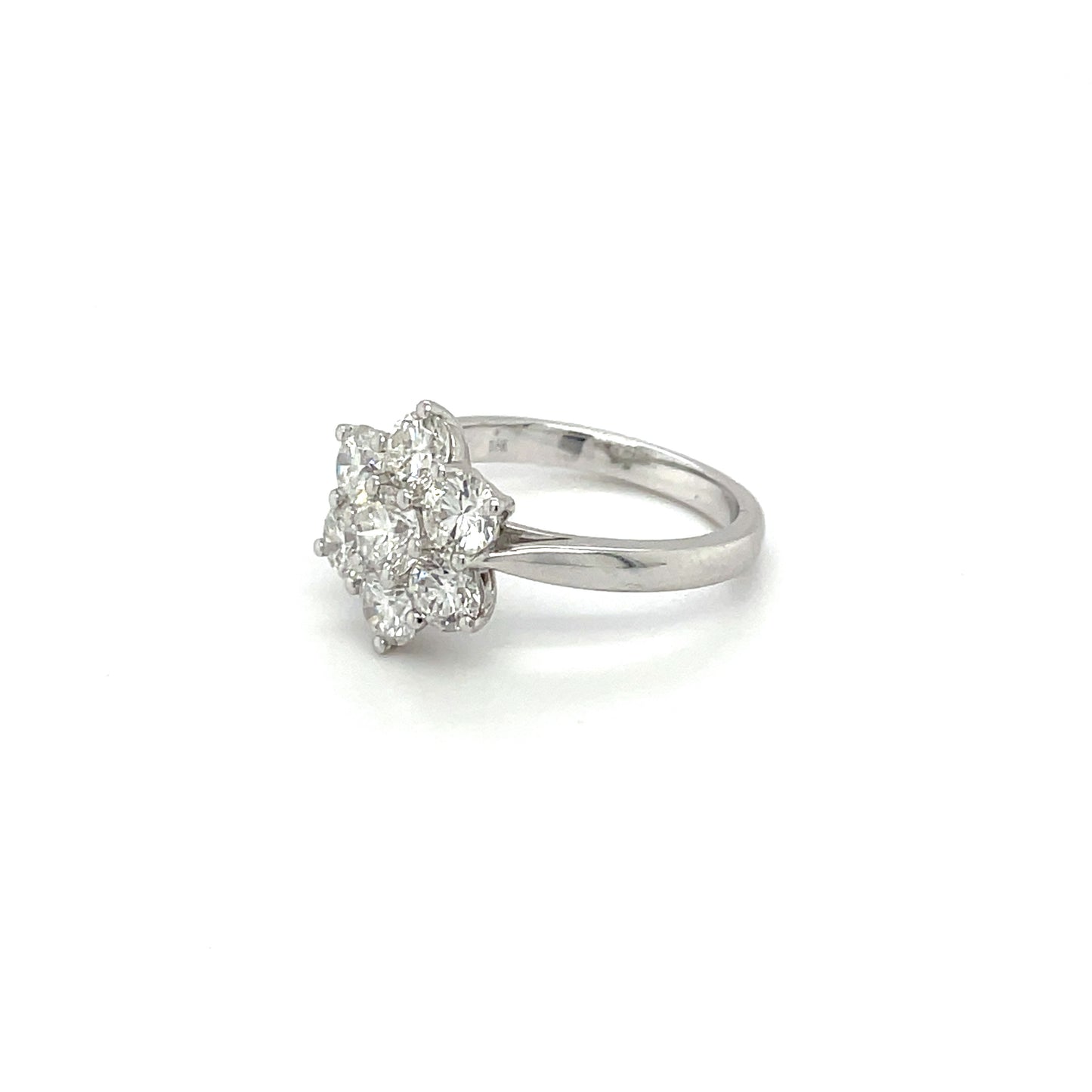18ct White Gold Diamond Flower Cluster Ring