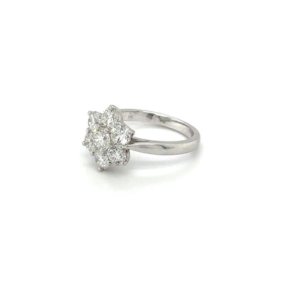 18ct White Gold Diamond Flower Cluster Ring