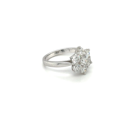 18ct White Gold Diamond Flower Cluster Ring
