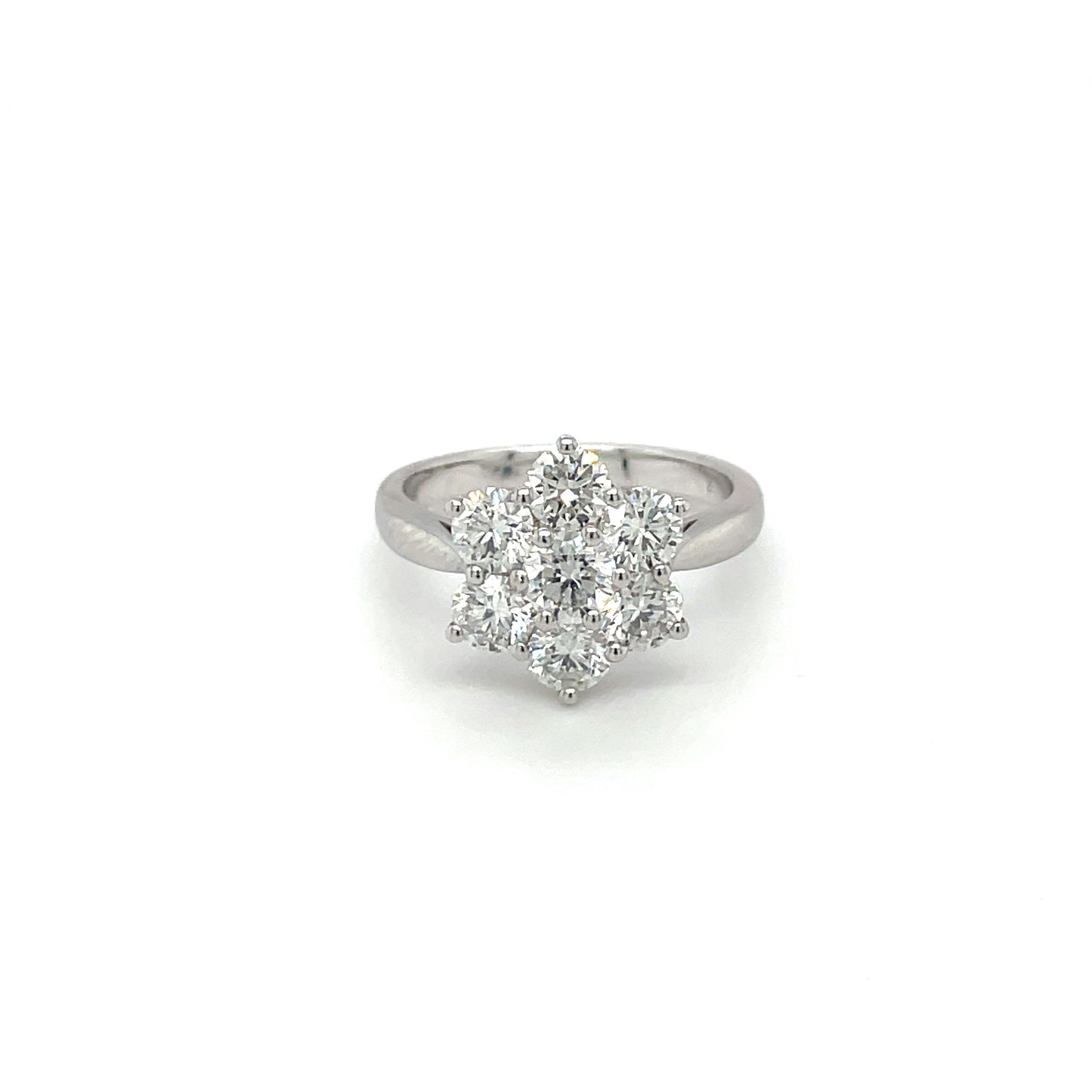18ct White Gold Diamond Flower Cluster Ring