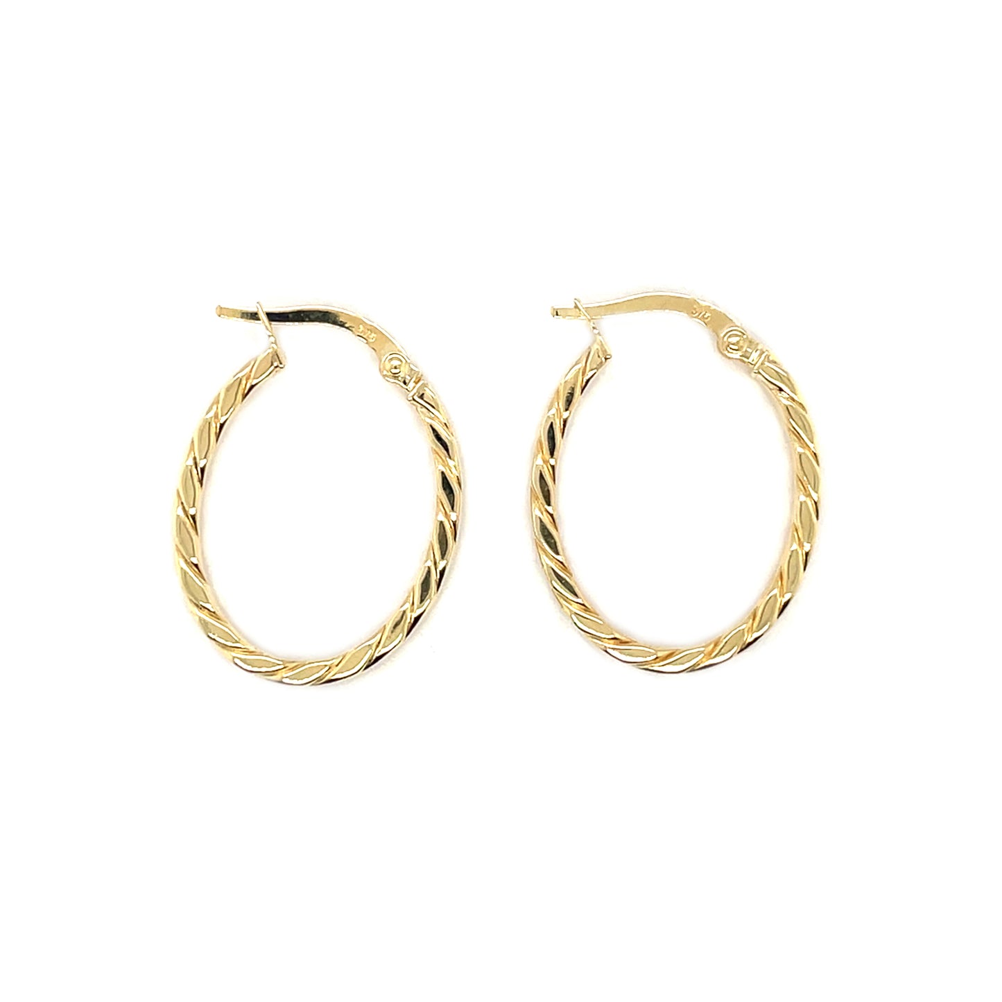 9ct Yellow Gold Twist Oval Hoop Earrings