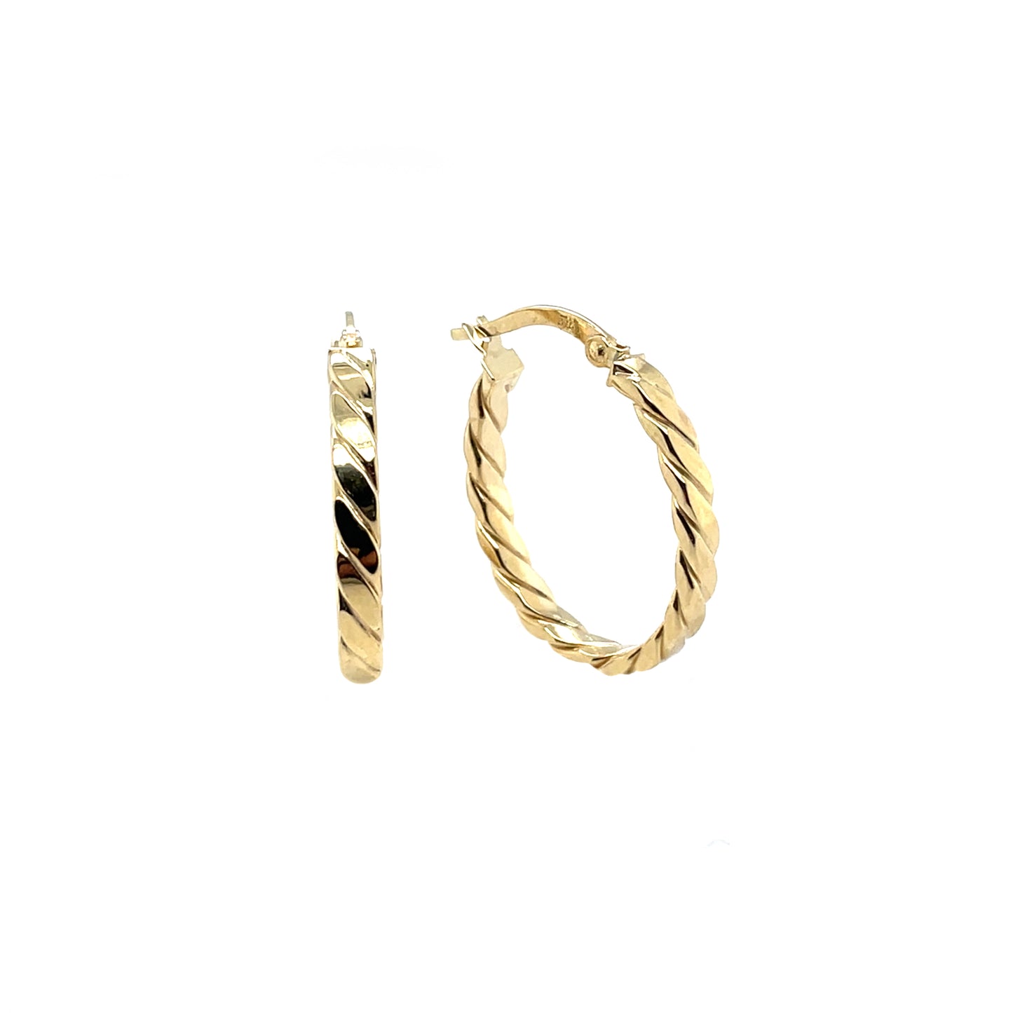 9ct Yellow Gold Twist Oval Hoop Earrings