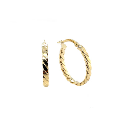 9ct Yellow Gold Twist Oval Hoop Earrings