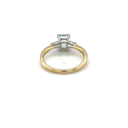 18ct Art Deco Inspired Aquamarine & Diamond Ring