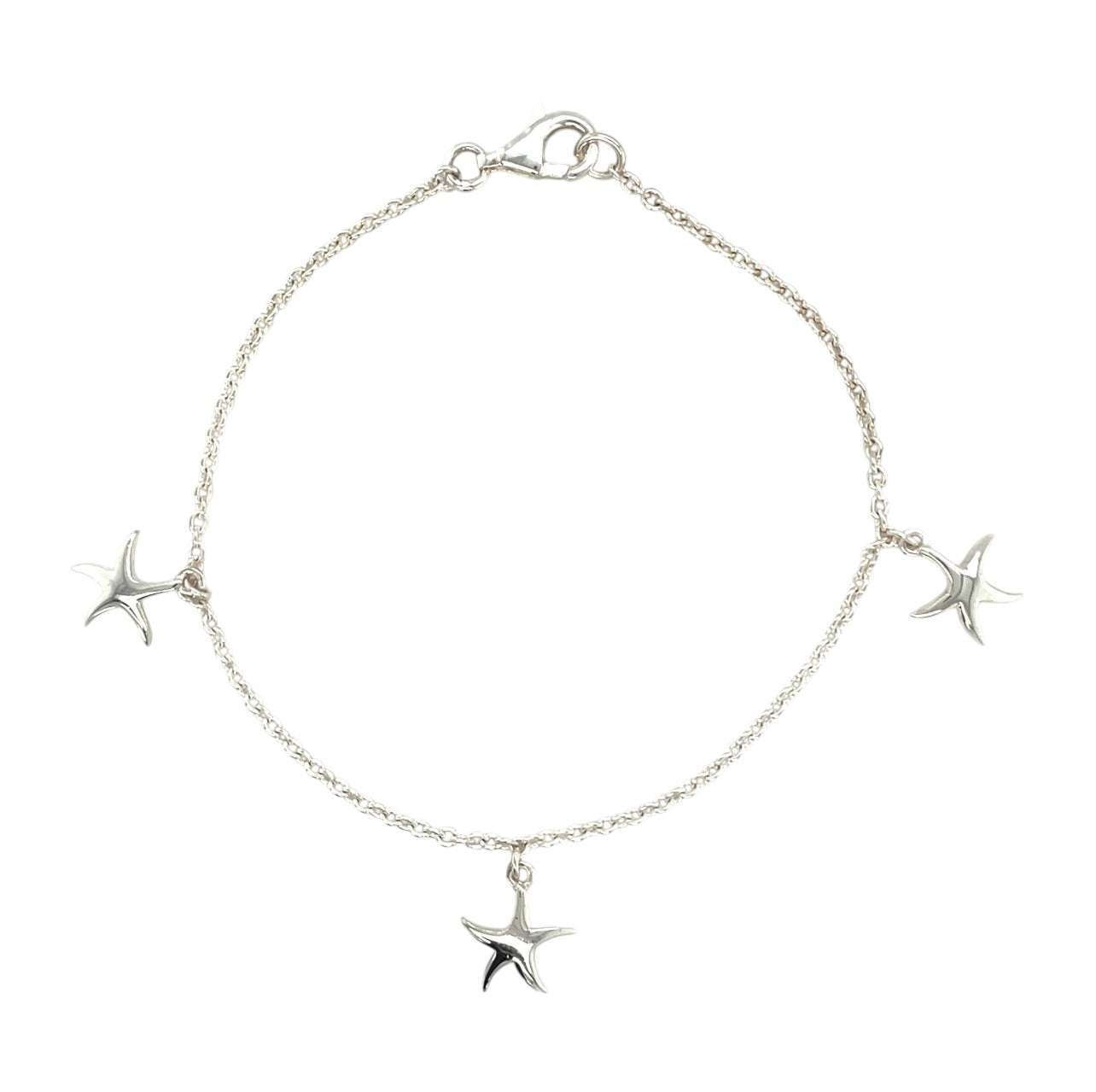 Silver Delicate Starfish Charm Bracelet (8")