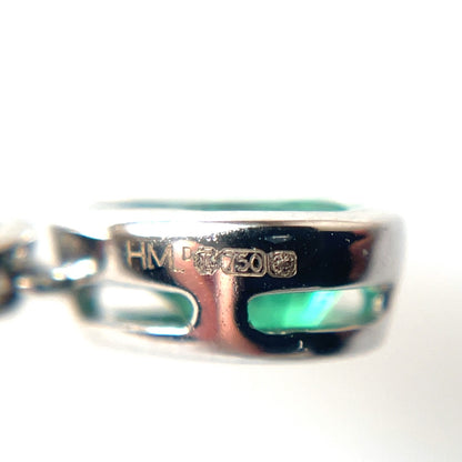 18ct White Gold Emerald & Diamond Drop Pendant