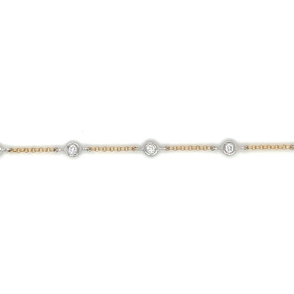 Yellow And White Gold Diamond Station Necklace