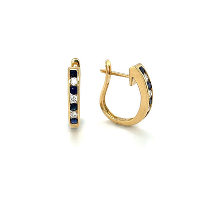 Yellow Gold Diamond and Sapphire Earrings
