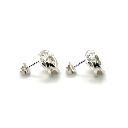 Silver Square Woolmark Knot Stud Earrings