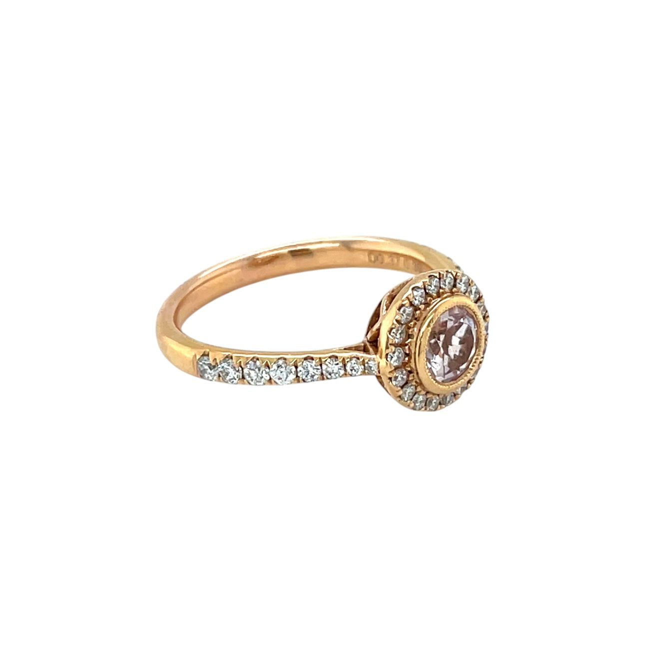 18ct Rose Gold Morganite & Diamond Cluster Ring (N)