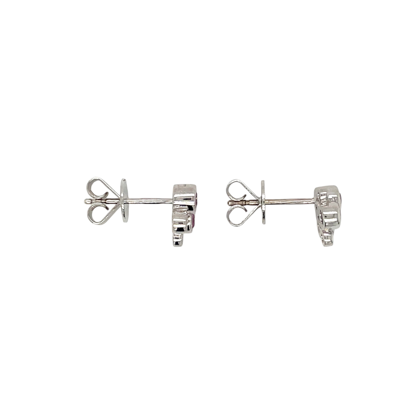 18ct White Gold Pink Sapphire & Diamond Bubble Stud Earrings