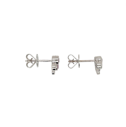 18ct White Gold Pink Sapphire & Diamond Bubble Stud Earrings