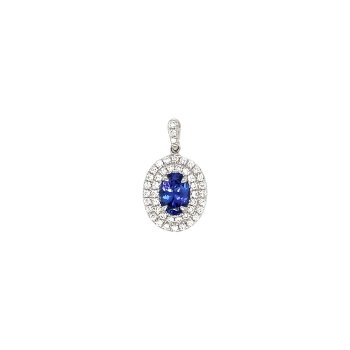 18ct White Gold Tanzanite & Diamond Pendant