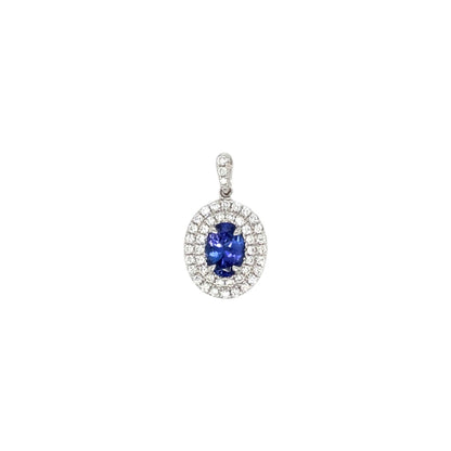 18ct White Gold Tanzanite & Diamond Pendant