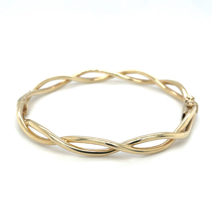 9ct Yellow Gold Plait Hinged Bangle (60x50mm)