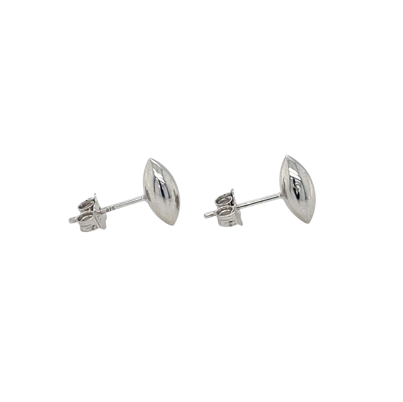9ct White Gold Almond-Shaped Stud Earrings
