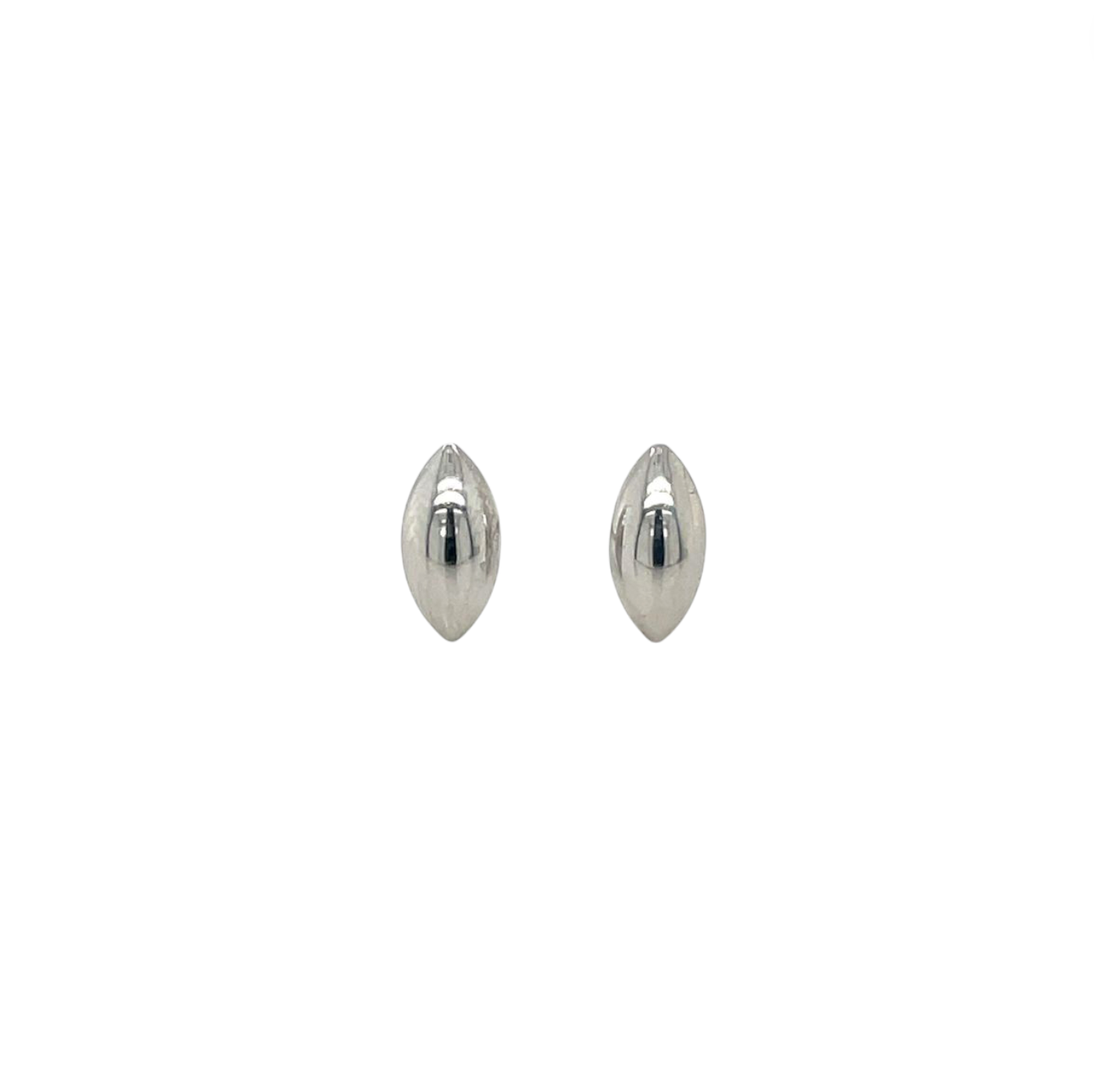 9ct White Gold Almond-Shaped Stud Earrings
