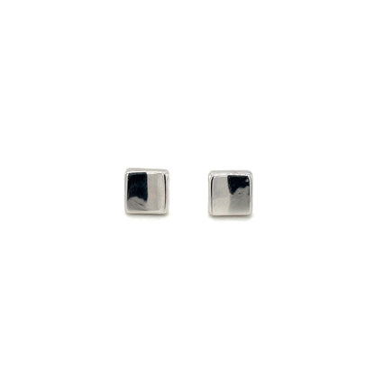 9ct White Gold Square Stud Earrings