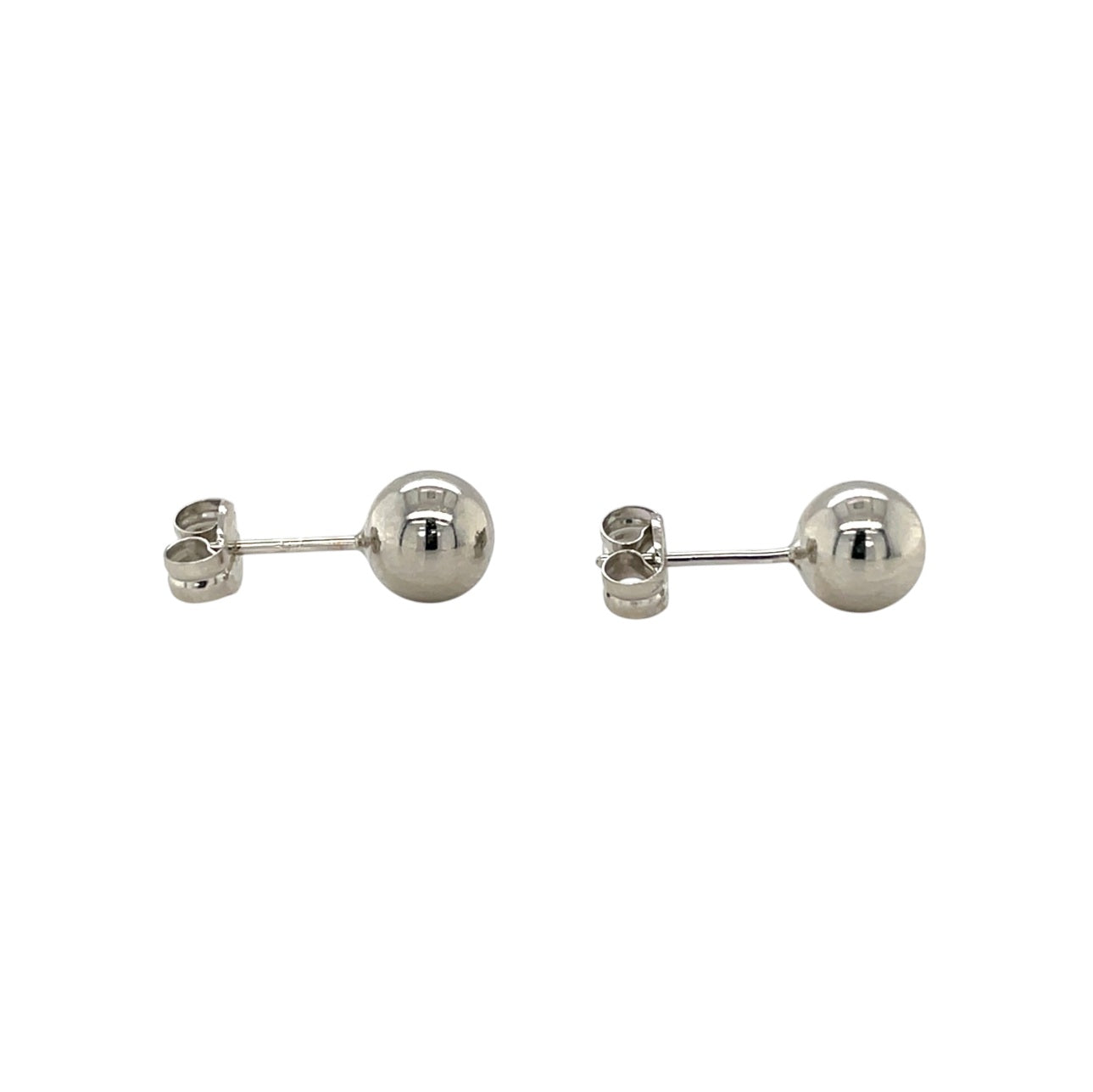 9ct White Gold Ball Stud Earrings (6mm)