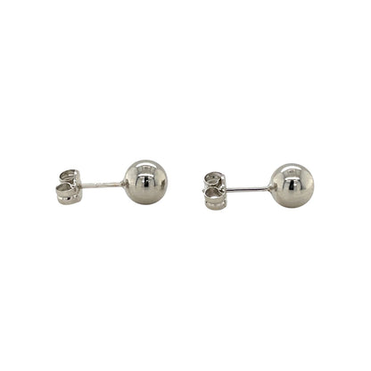 9ct White Gold Ball Stud Earrings (6mm)