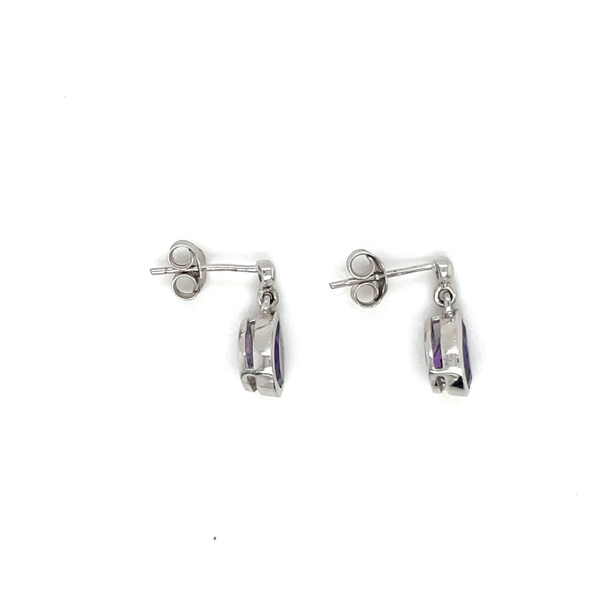 9ct White Gold Amethyst Drop Earrings