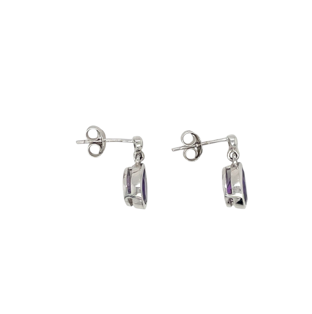 9ct White Gold Amethyst Drop Earrings