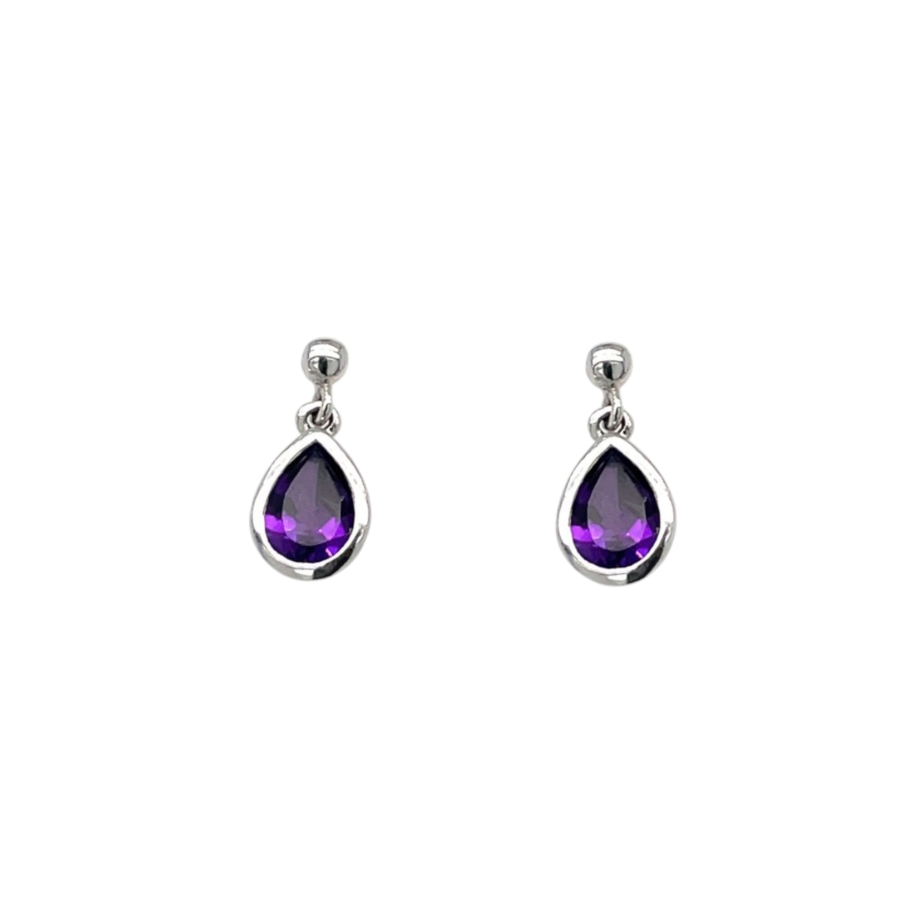 9ct White Gold Amethyst Drop Earrings