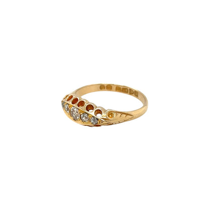 18ct Yellow Gold Graduated Diamond Five-Stone Ring (O)