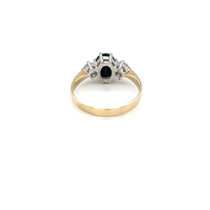 Yellow Gold Sapphire & Diamond Three Stone Ring